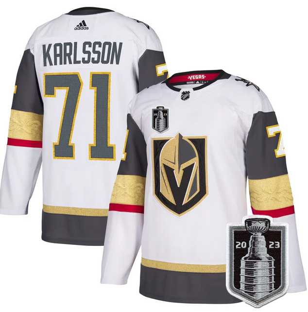 Men's Vegas Golden Knights #71 William Karlsson White 2023 Stanley Cup Final Stitched Jersey Dzhi